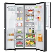 LG Side-by-Side mit InstaView Door-in-Door ®  | Eis-, Crushed Ice- und Wasserspender | 625 Liter Kapazität | Energieeffizienzklasse E | Interner Wassertank 4L | Matte Black Steel | GSX961MCCE, GSX961MCCE