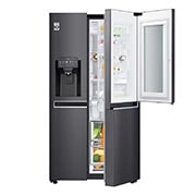 LG Side-by-Side mit InstaView Door-in-Door ®  | Eis-, Crushed Ice- und Wasserspender | 625 Liter Kapazität | Energieeffizienzklasse E | Interner Wassertank 4L | Matte Black Steel | GSX961MCCE, GSX961MCCE
