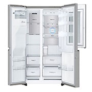 LG Side-by-Side mit InstaView Door-in-Door ®  | Eis-, Crushed Ice- und Wasserspender | 625 Liter Kapazität | Energieeffizienzklasse E | Interner Wassertank 4L | Edelstahl-Look | GSX971NEAE, GSX971NEAE