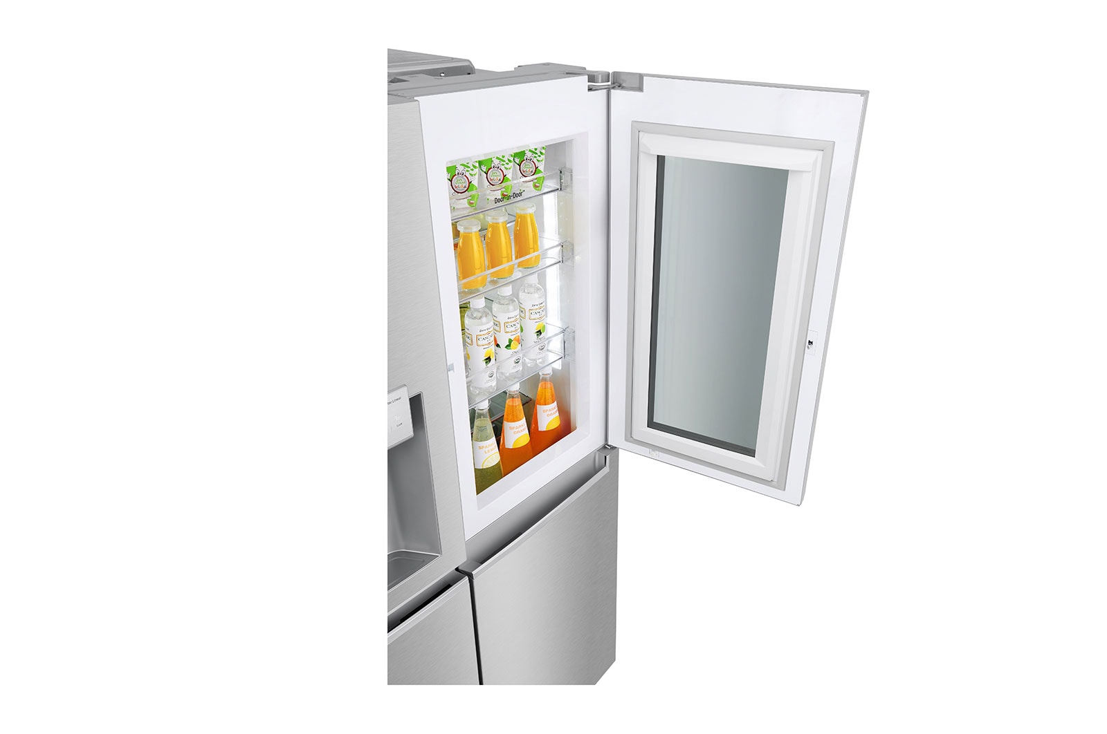 LG Side-by-Side mit InstaView Door-in-Door ®  | Eis-, Crushed Ice- und Wasserspender | 625 Liter Kapazität | Energieeffizienzklasse E | Interner Wassertank 4L | Edelstahl-Look | GSX971NEAE, GSX971NEAE