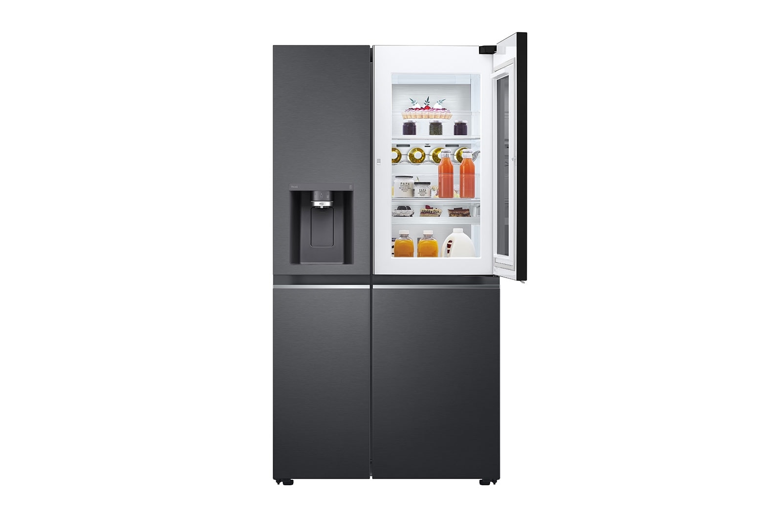 LG Side-by-Side Kühlschrank mit InstaView Door-in-Door® (E, 635L, 179cm hoch) mit Eis-, Crushed Ice-, Wasserspender, Festwasseranschluss & Craft Ice | GSXB90MCDE , GSXB90MCDE