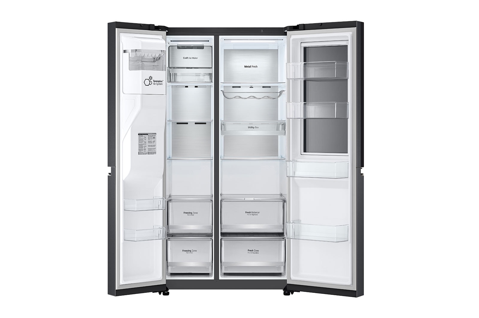 LG Side-by-Side Kühlschrank mit InstaView Door-in-Door® (E, 635L, 179cm hoch) mit Eis-, Crushed Ice-, Wasserspender, Festwasseranschluss & Craft Ice | GSXB90MCDE , GSXB90MCDE