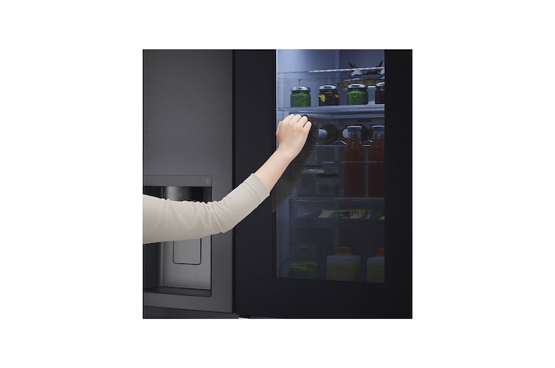 LG Side-by-Side Kühlschrank mit InstaView Door-in-Door® (E, 635L, 179cm hoch) mit Eis-, Crushed Ice-, Wasserspender, Festwasseranschluss & Craft Ice | GSXB90MCDE , GSXB90MCDE