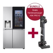 Vorderseite von Side-by-Side mit InstaView Door-in-Door ® GSXD91MBAE &amp; Handstaubsauger mit zwei Akkus I Iron Grey I LG CordZero® A9K-PRO1G GSXD91MBAE.A9K1G