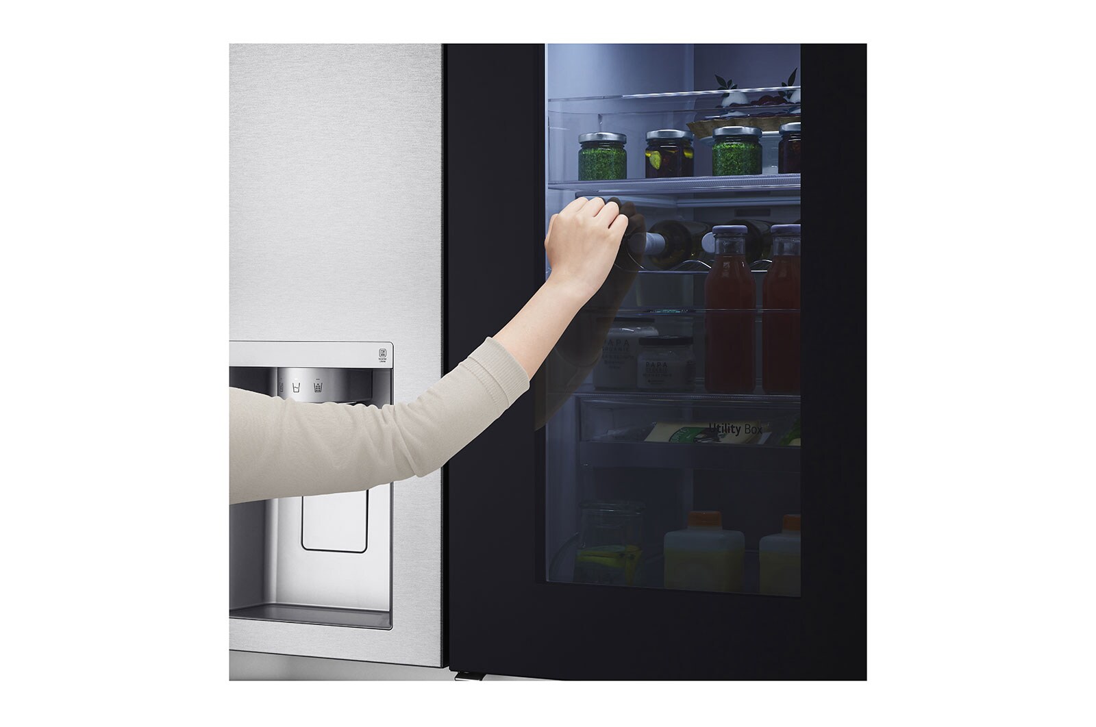 LG Side-by-Side mit InstaView Door-in-Door ®  | Eis-, Crushed Ice- und Wasserspender | 635 Liter Kapazität | EEK E | Metal Sorbet | GSXD91MBAE , GSXD91MBAE