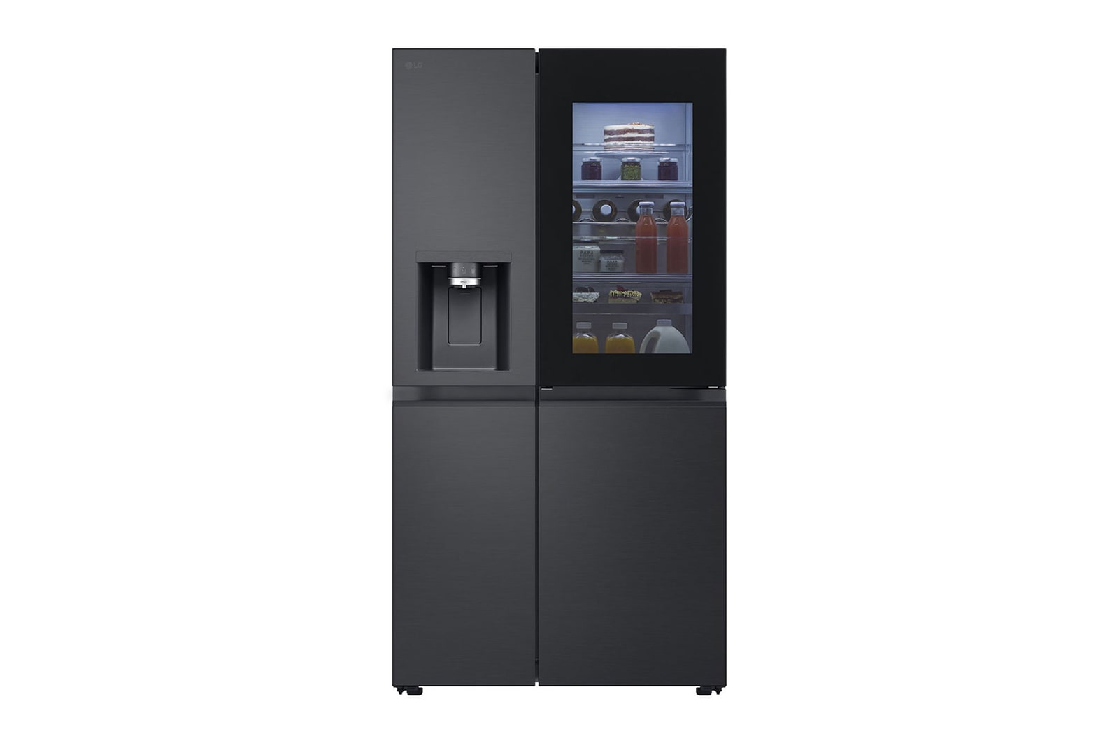 Vorderseite von Side-by-Side Kühlschrank mit InstaView® (EEK D, 628L, 179cm hoch) mit Eis-, Crushed Ice- und Wasserspender & internem Wassertank | GSXE91EVAD GSXE91EVAD