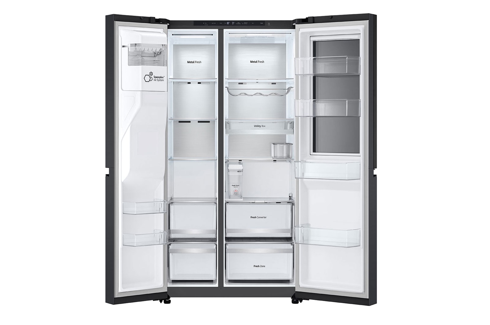 LG Side-by-Side Kühlschrank mit InstaView® (D, 628L, 179cm hoch) mit Eis-, Crushed Ice- und Wasserspender & internem Wassertank | GSXE91EVAD, GSXE91EVAD