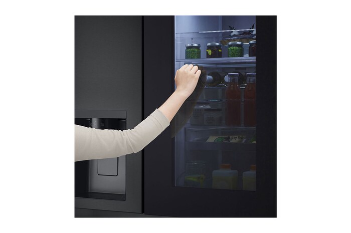 LG Side-by-Side Kühlschrank mit InstaView® (EEK D, 628L, 179cm hoch) mit Eis-, Crushed Ice- und Wasserspender & internem Wassertank | GSXE91EVAD, GSXE91EVAD