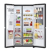 LG Side-by-Side Kühlschrank mit InstaView Door-in-Door® (E, 635L, 179cm hoch) mit Eis-, Crushed Ice- und Wasserspender & internem Wassertank | GSXV81MCLE, GSXV81MCLE