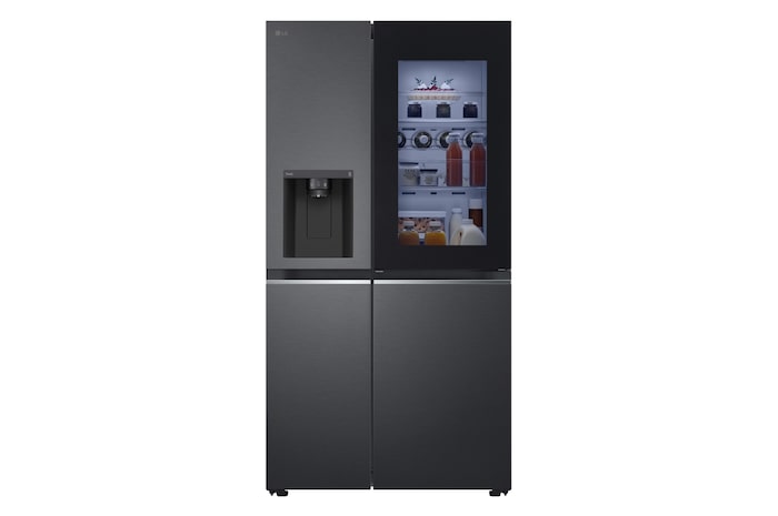 LG Side-by-Side Kühlschrank mit InstaView Door-in-Door® (EEK E, 635L, 179cm hoch) mit Eis-, Crushed Ice- und Wasserspender & internem Wassertank | GSXV81MCLE, GSXV81MCLE