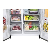 LG Side-by-Side Kühlschrank mit InstaView Door-in-Door® (E, 635L, 179cm hoch) mit Eis-, Crushed Ice- und Wasserspender & internem Wassertank | GSXV81PZLE, GSXV81PZLE