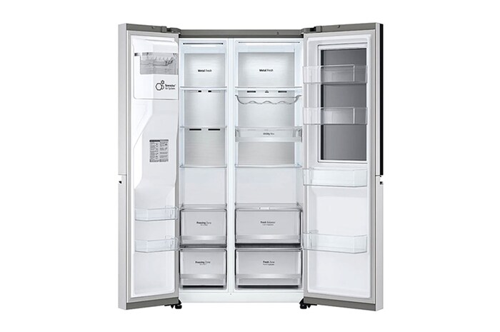 LG Side-by-Side Kühlschrank mit InstaView Door-in-Door® (E, 635L, 179cm hoch) mit Eis-, Crushed Ice- und Wasserspender & Festwasseranschluss | GSXV90BSAE, GSXV90BSAE