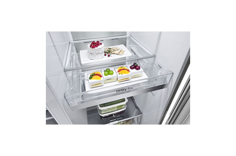 LG Side-by-Side Kühlschrank mit InstaView Door-in-Door® (E, 635L, 179cm hoch) mit Eis-, Crushed Ice- und Wasserspender & Festwasseranschluss | GSXV90BSAE, GSXV90BSAE