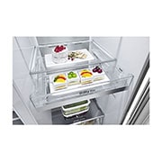 LG Side-by-Side mit  InstaView Door-in-Door® | Craft Ice Kugeln |  Eis-, Crushed Ice- und Wasserspender  | 635 Liter Kapazität | Energieeffizienzklasse E | Festwasseranschluss | Brushed Steel | GSXV90BSDE, GSXV90BSDE