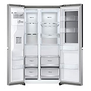 LG Side-by-Side Kühlschrank mit InstaView Door-in-Door® (D, 628L, 179cm hoch) mit Eis-, Crushed Ice- und Wasserspender & Festwasseranschluss | GSXE90MBDD, GSXE90MBDD