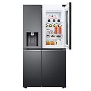 LG Side-by-Side mit InstaView Door-in-Door® | Eis-, Crushed Ice- und Wasserspender  | 635 Liter Kapazität | Energieeffizienzklasse E | Festwasseranschluss | Matte Black Steel | GSXV90MCAE, GSXV90MCAE