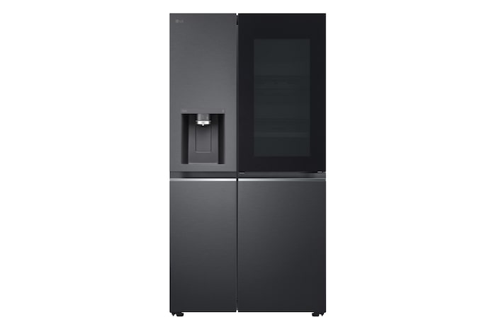 LG Side-by-Side Kühlschrank mit InstaView Door-in-Door® (EEK E, 635L, 179cm hoch) mit Eis-, Crushed Ice- und Wasserspender & Festwasseranschluss | GSXV90MCAE, GSXV90MCAE