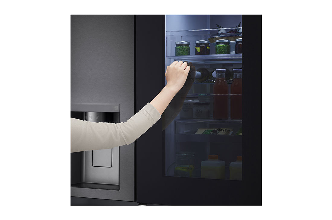 LG Side-by-Side Kühlschrank mit InstaView Door-in-Door® (EEK E, 635L, 179cm hoch) mit Eis-, Crushed Ice- und Wasserspender, Festwasseranschluss & Craft Ice | GSXV90MCDE, GSXV90MCDE