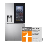 LG Side-by-Side mit InstaView Door-in-Door® | Eis-, Crushed Ice- und Wasserspender  | 635 Liter Kapazität | Energieeffizienzklasse E | Interner Wassertank 4L | Brushed Steel | GSXV91BSAE, GSXV91BSAE