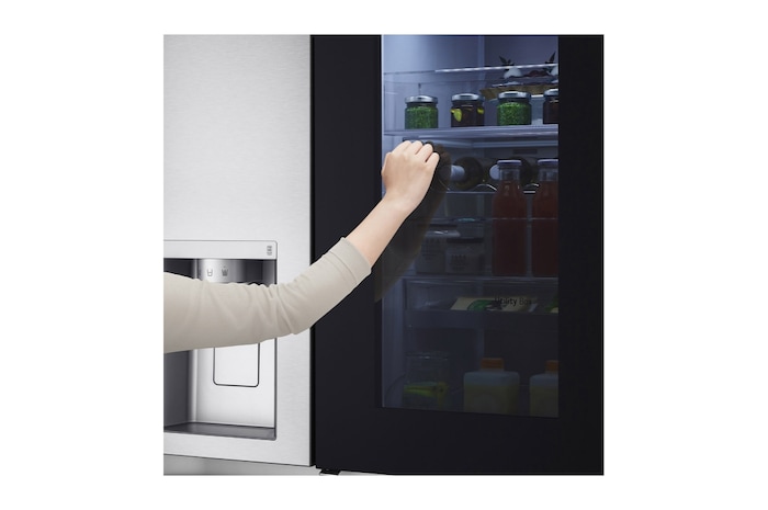 LG Side-by-Side Kühlschrank mit InstaView Door-in-Door® (F, 635L, 179 cm hoch) mit 4L internem Wassertank, Eis-, Crushed Ice- und Wasserspender | GSXV91BSAF, GSXV91BSAF