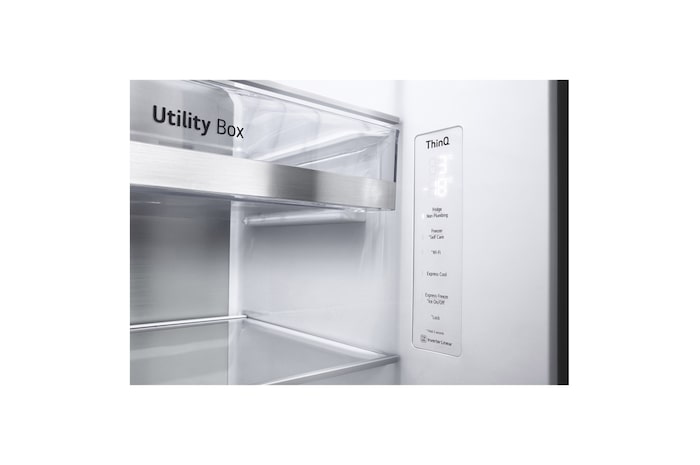 LG Side-by-Side Kühlschrank mit InstaView Door-in-Door® (F, 635L, 179 cm hoch) mit 4L internem Wassertank, Eis-, Crushed Ice- und Wasserspender | GSXV91BSAF, GSXV91BSAF