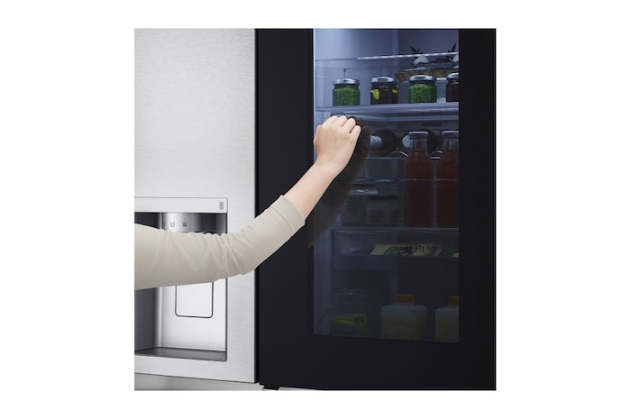 LG Side-by-Side mit InstaView Door-in-Door® | Eis-, Crushed Ice- und Wasserspender | 635 Liter Kapazität | Energieeffizienzklasse E | Interner Wassertank 4L | Metal Sorbet |, GSXV91MBAE.AMBQEUR