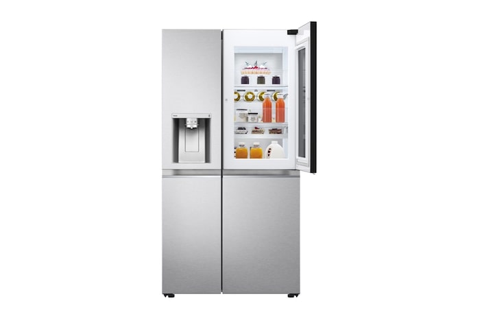 LG Side-by-Side mit InstaView Door-in-Door® | Eis-, Crushed Ice- und Wasserspender | 635 Liter Kapazität | Energieeffizienzklasse E | Interner Wassertank 4L | Metal Sorbet |, GSXV91MBAE.AMBQEUR