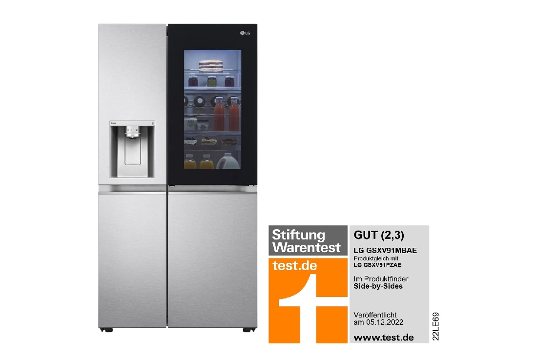 LG Instaview Side-by-Side Kühlschrank | GSXV91MBAE | LG DE