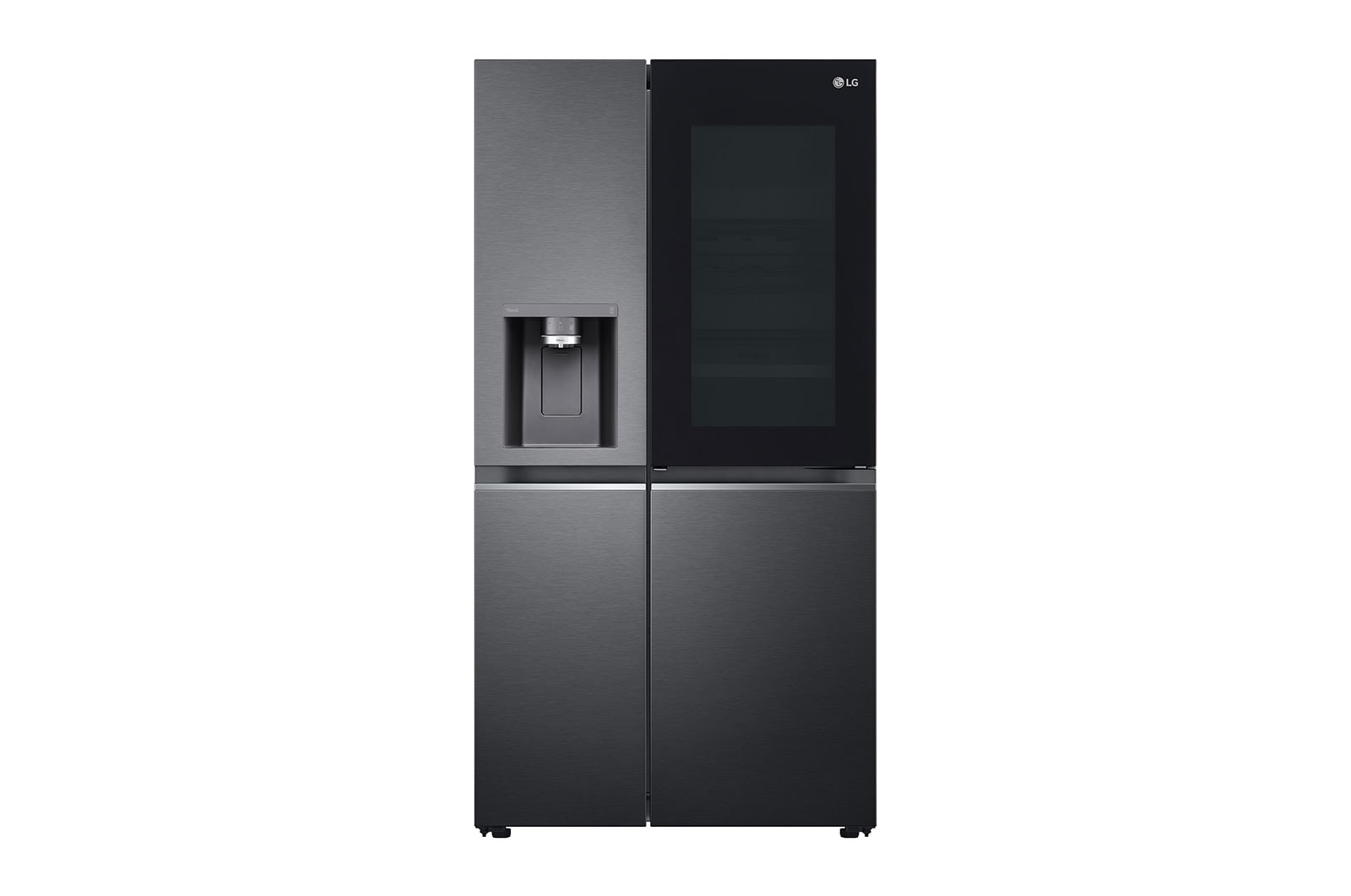 LG Side-by-Side mit  InstaView Door-in-Door® | Eis-, Crushed Ice- und Wasserspender  | 635 Liter Kapazität | Energieeffizienzklasse E | Interner Wassertank 4L | Matte Black | GSXV91MCAE, GSXV91MCAE