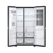 LG Side-by-Side mit InstaView Door-in-Door®  | Eis-, Crushed Ice- und Wasserspender | 635 Liter Kapazität | Energieeffizienzklasse E | Interner Wassertank 4L | Matte Black | GSXV91MCLE, GSXV91MCLE