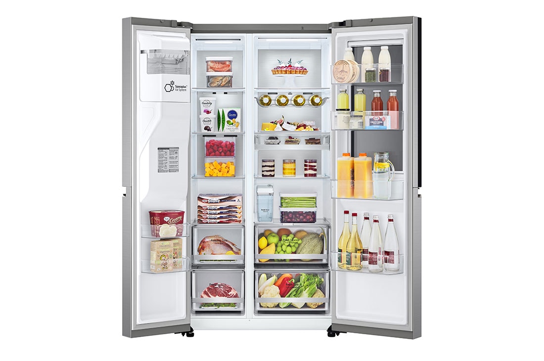 LG Side-by-Side Kühlschrank mit InstaView Door-in-Door® (EEK E, 635L, 179cm hoch) mit Eis-, Crushed Ice- und Wasserspender & internem Wassertank | GSXV91PZAE, GSXV91PZAE