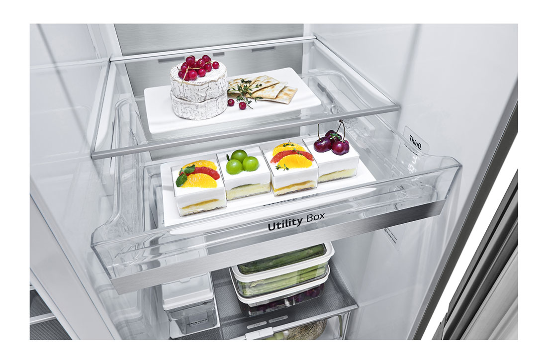 LG Side-by-Side Kühlschrank mit InstaView Door-in-Door® (EEK E, 635L, 179cm hoch) mit Eis-, Crushed Ice- und Wasserspender & internem Wassertank | GSXV91PZAE, GSXV91PZAE