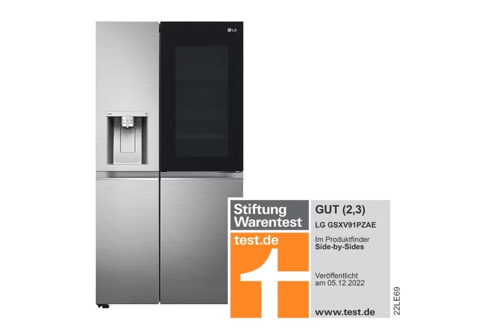 LG Side-by-Side mit InstaView Door-in-Door® | Eis-, Crushed Ice- und Wasserspender  | 635 Liter Kapazität | EEK E | Interner Wassertank 4L | Platinum Silver | GSXV91PZAE, GSXV91PZAE