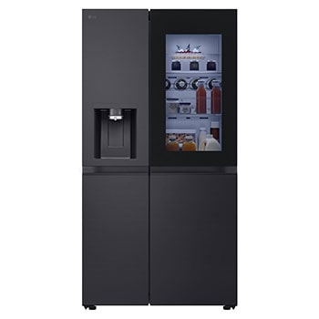 Vorderseite von Side-by-Side Kühlschrank mit InstaView® (EEK D, 628L, 179 cm hoch ) mit Eis-, Crushed Ice- und Wasserspender, internem Wassertank | GSGE81EVBD GSGE81EVBD