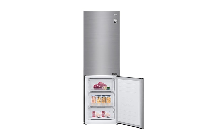 LG Kühl-Gefrierkombination | 341 Liter Nutzinhalt | Energieeffizienzklasse D | Steel | 186 cm hoch | Inverter Linear Compressor® | GBB61PZGFN, GBB61PZGFN