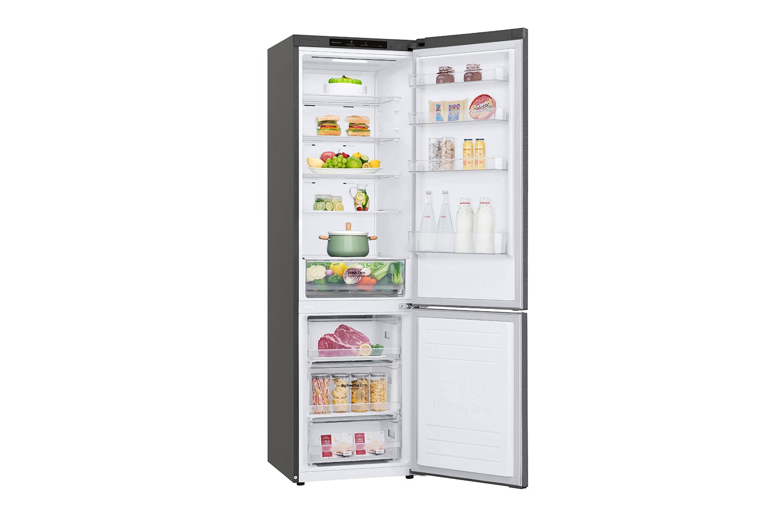 LG Kühl-Gefrierkombination | 384 Liter Nutzinhalt | Energieeffizienzklasse E | Dark Graphite | 203 cm | Smart Inverter Compressor® | GBP32DSLZN, GBP32DSLZN