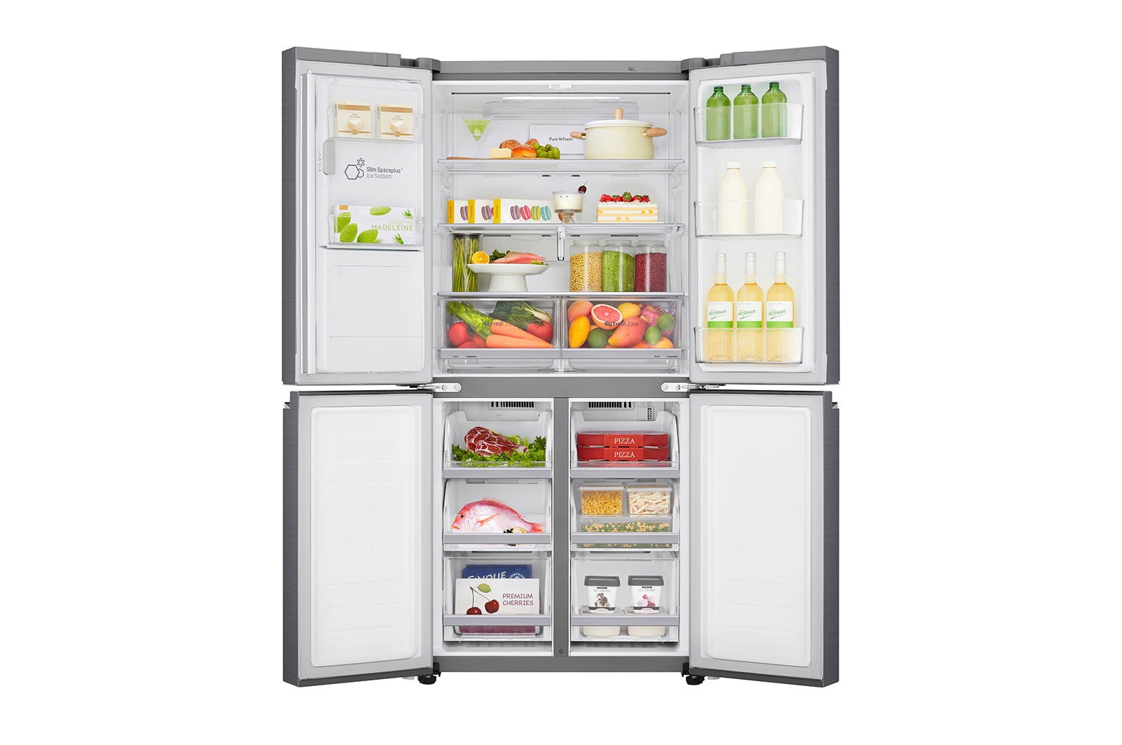 LG Multi-Door mit Eis-, Crushed Ice- und Wasserspender | 506 Liter Kapazität | Energieeffizienzklasse E |  Festwasseranschluss | Steel | GML844PZKZ, GML844PZKZ