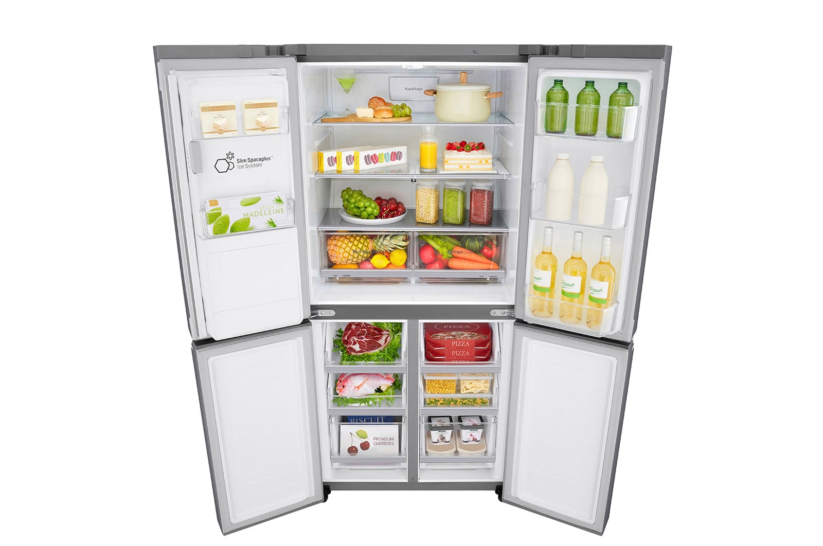 LG Multi-Door mit Eis-, Crushed Ice- und Wasserspender | 506 Liter Kapazität | Energieeffizienzklasse E |  Festwasseranschluss | Steel | GML844PZKZ, GML844PZKZ