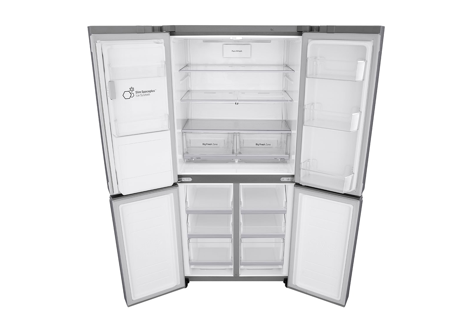 LG Multi-Door mit Eis-, Crushed Ice- und Wasserspender | 506 Liter Kapazität | Energieeffizienzklasse E |  Festwasseranschluss | Steel | GML844PZKZ, GML844PZKZ