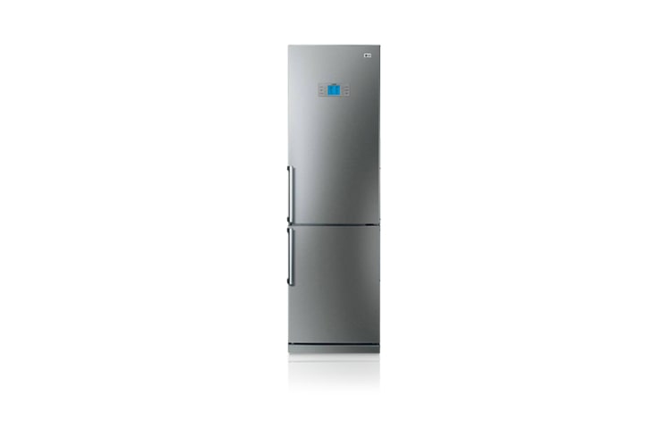 Vorderseite von Kühl-Gefrierkombination im schicken Edelstahl-Design mit Energieeffizienzklasse A&#43; GR-B459BNFW