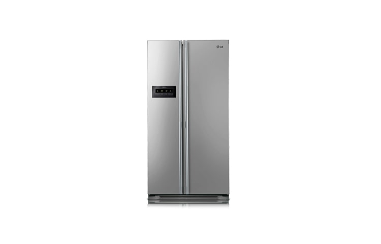 Vorderseite von Side-by-Side-Kühlschrank mit, Multi Airflow-Umluftkühlung, Total No Frost und Premium Platinum Design. GS3159PVJV1