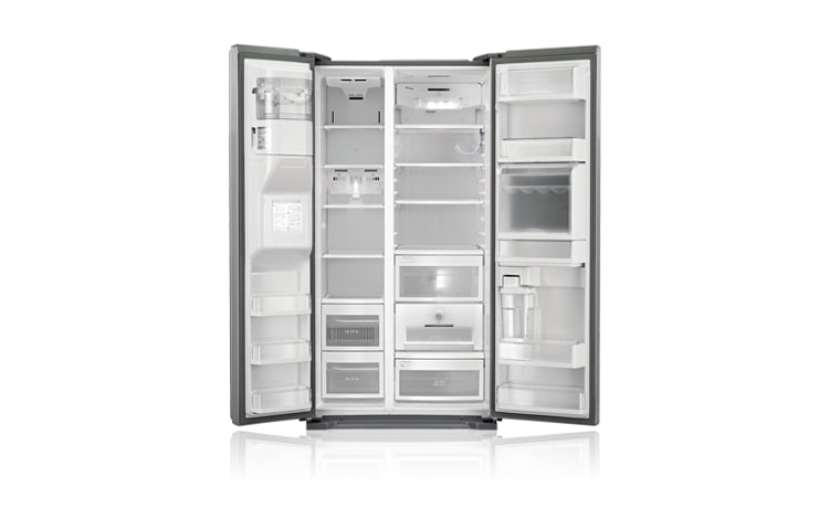 LG Side-by-Side-Kühlschrank mit Brushed Steel-Front, Total No Frost-Technologie, Fresh O Zone, V Fresh und Eis-/Wasserspender, GS5162AELV