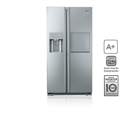 Side-by-Side-Kühlschrank mit Brushed Steel-Front, Total No  Frost-Technologie, Fresh O Zone, V Fresh und Eis-/Wasserspender -  GS5162AELV