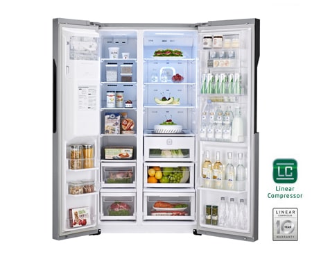 LG Side-by-Side mit modernem Design trifft Effizienz und Komfort | Energieeffizienzklasse* A++, GS9366NECZ