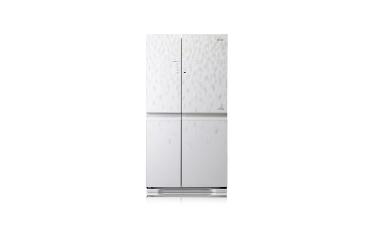 Vorderseite von Extravaganter Side-by-Side, designt von Alessandro Mendini. Mit Smart Eco Door, 606 Liter Nutzinhalt und Dual Tower-LED-Innenbeleuchtung GS9566MNAV