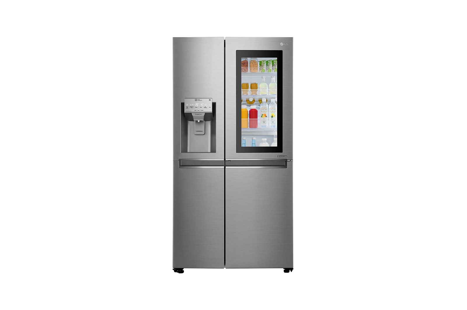 Vorderseite von Side-by-Side mit InstaView Door-in-Door ®  | Eis-, Crushed Ice- und Wasserspender | 625 Liter Kapazität | Energieeffizienzklasse F | Interner Wassertank 4L | Steel | GSI961PZAZ GSI961PZAZ