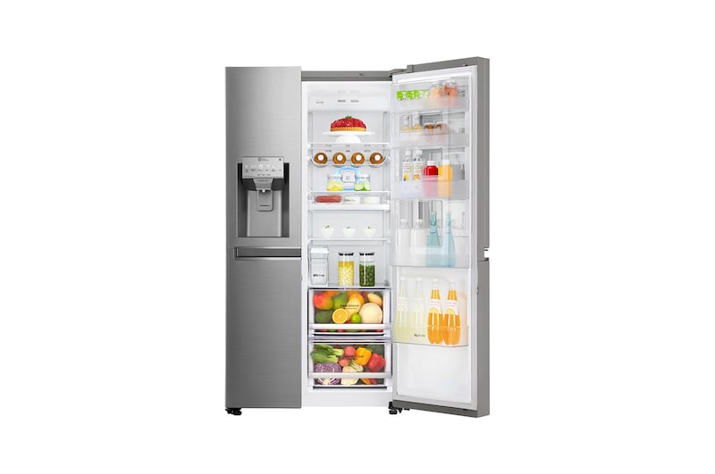 LG Side-by-Side mit InstaView Door-in-Door ®  | Eis-, Crushed Ice- und Wasserspender | 625 Liter Kapazität | Energieeffizienzklasse F | Interner Wassertank 4L | Steel | GSI961PZAZ, GSI961PZAZ