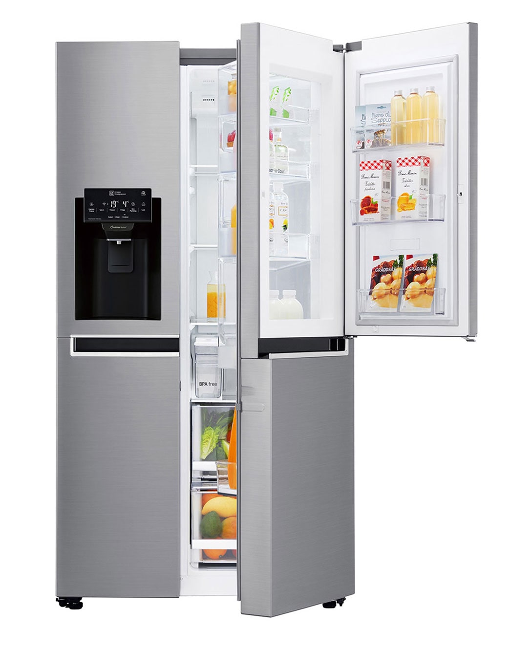 Side By Side Mit Wassertank Und Barfach Side-by-Side mit Door-in-Door® | Eis-, Crushed Ice- und Wasserspender
