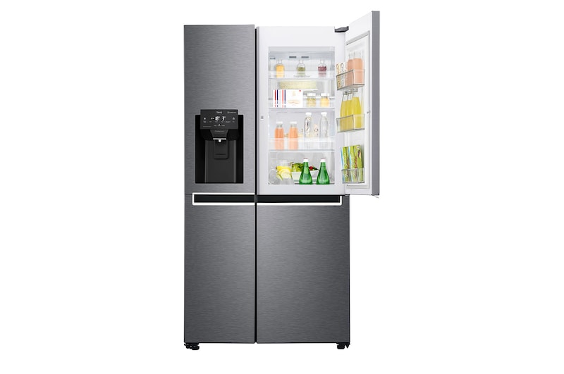 LG Side-by-Side mit Door-in-Door® |  Eis-, Crushed Ice- und Wasserspender  | 625 Liter Kapazität | Energieeffizienzklasse F | Festwasseranschluss  | Dark Graphite | GSJ470DIDV, GSJ470DIDV
