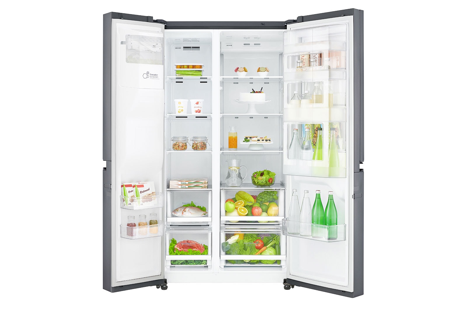 LG Side-by-Side mit Door-in-Door® |  Eis-, Crushed Ice- und Wasserspender  | 625 Liter Kapazität | Energieeffizienzklasse F | Festwasseranschluss  | Dark Graphite | GSJ470DIDV, GSJ470DIDV